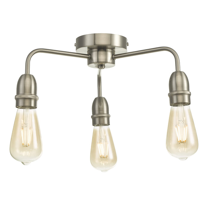 Dar Lighting KIE5346 Kiefer 3 Light Flush Satin Chrome - 27071