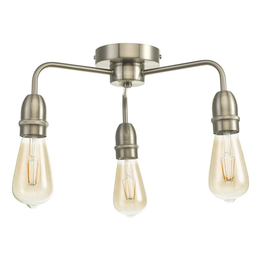 Dar Lighting KIE5346 Kiefer 3 Light Flush Satin Chrome - 27071