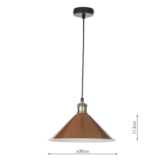 Dar Lighting KIN6531 Kinsley 1 Light Easy Fit Metal Shade Gloss Rust/Umber 30cm - 36952