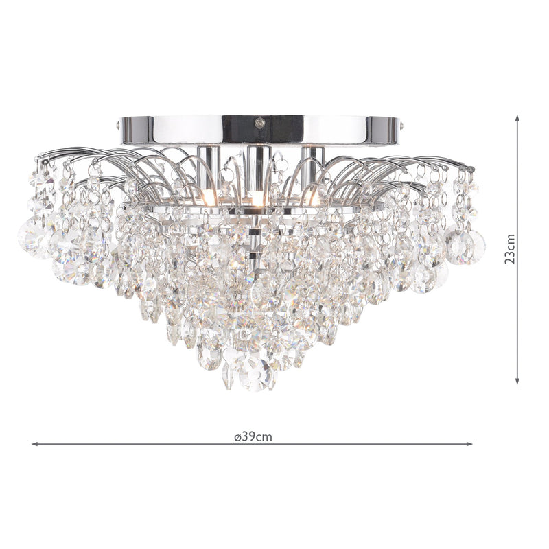 Load image into Gallery viewer, Dar Lighting KIR5250 Kiruna 3lt Flush Crystal &amp; Polished Chrome - 36953
