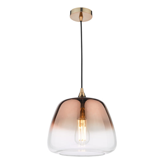 Dar Lighting KLA0164 Klaxon 1 Light Pendant Ombre Copper Glass - 36954