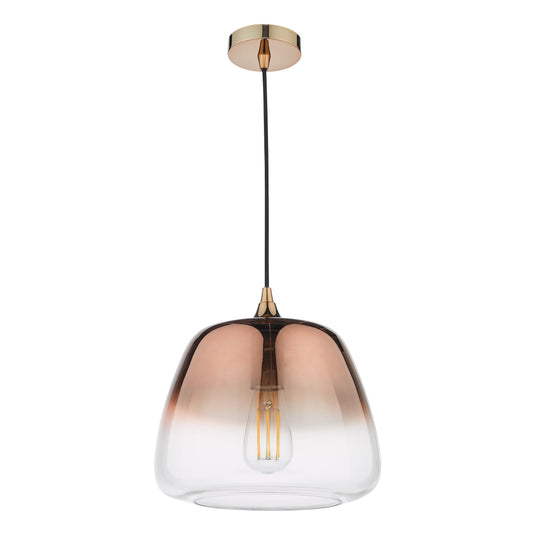 Dar Lighting KLA0164 Klaxon 1 Light Pendant Ombre Copper Glass - 36954