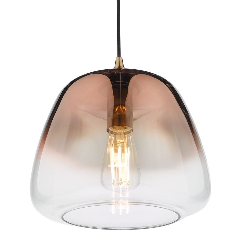 Load image into Gallery viewer, Dar Lighting KLA0164 Klaxon 1 Light Pendant Ombre Copper Glass - 36954

