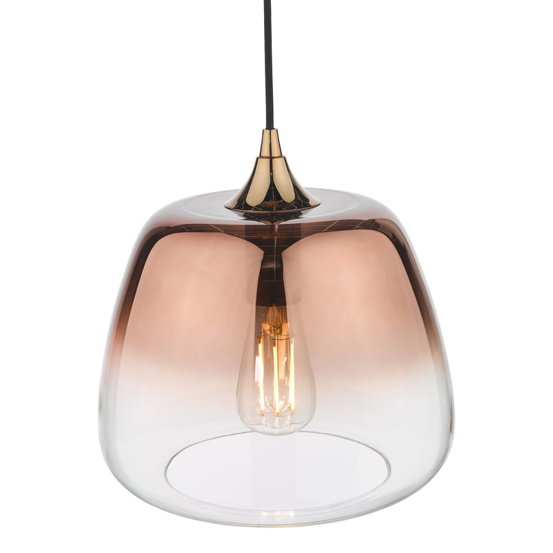 Load image into Gallery viewer, Dar Lighting KLA0164 Klaxon 1 Light Pendant Ombre Copper Glass - 36954
