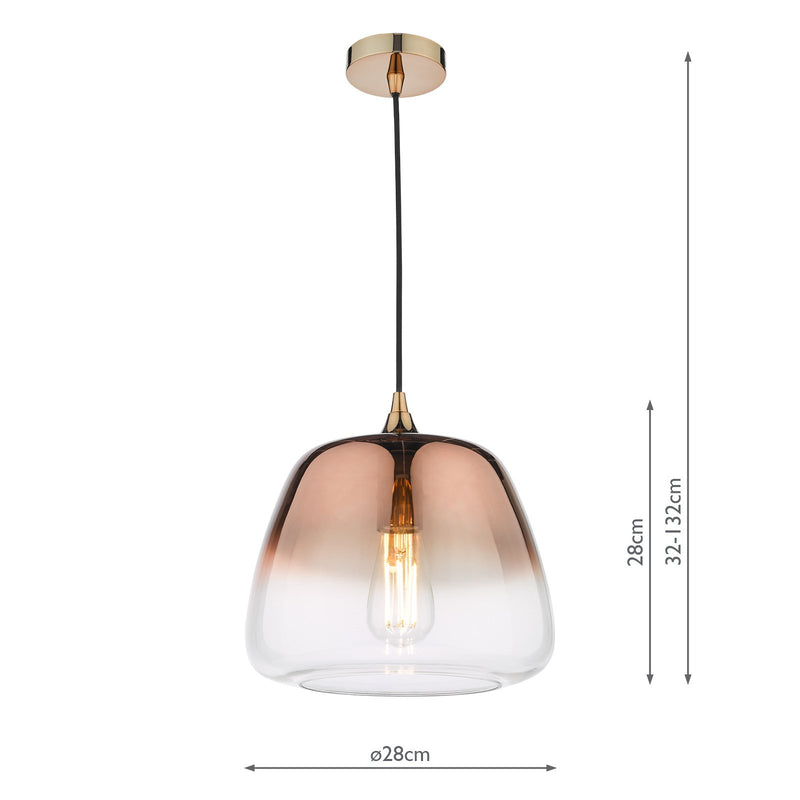 Load image into Gallery viewer, Dar Lighting KLA0164 Klaxon 1 Light Pendant Ombre Copper Glass - 36954
