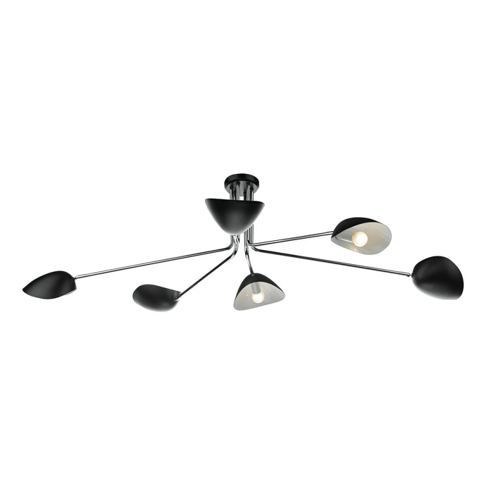 Dar Lighting KRU6422 Krug 6lt Semi Flush Black & Polished Chrome - 35202