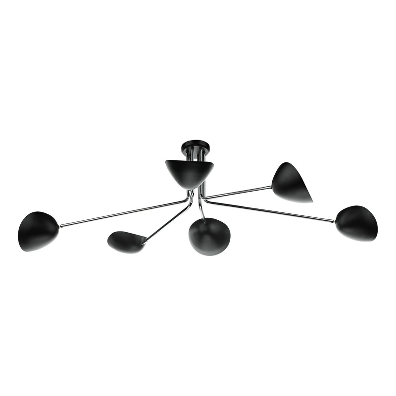 Load image into Gallery viewer, Dar Lighting KRU6422 Krug 6lt Semi Flush Black &amp; Polished Chrome - 35202
