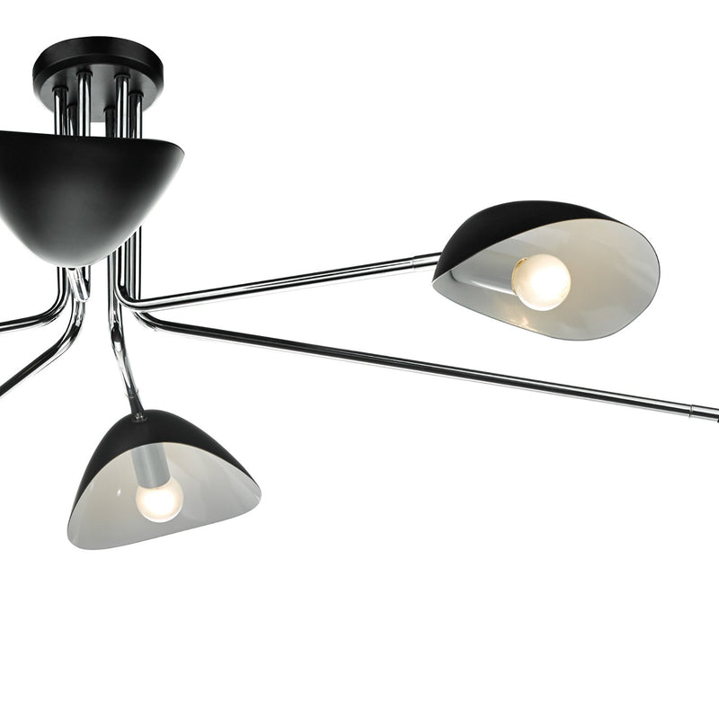 Load image into Gallery viewer, Dar Lighting KRU6422 Krug 6lt Semi Flush Black &amp; Polished Chrome - 35202

