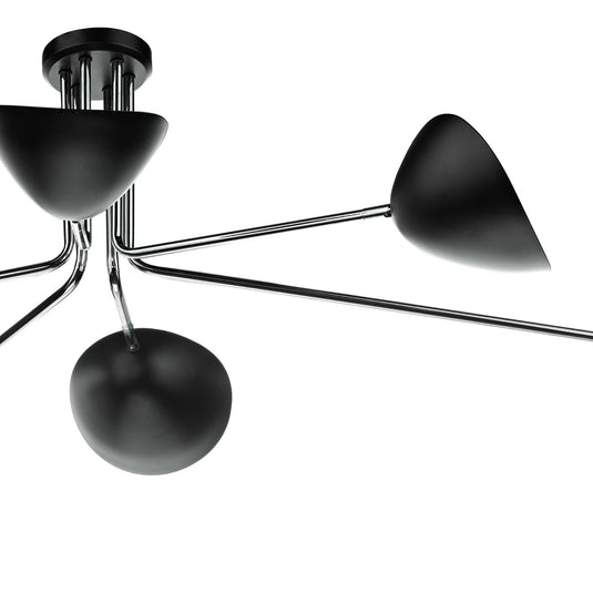 Dar Lighting KRU6422 Krug 6lt Semi Flush Black & Polished Chrome - 35202
