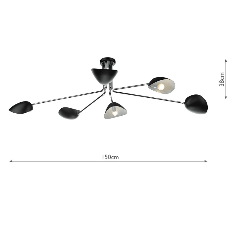 Load image into Gallery viewer, Dar Lighting KRU6422 Krug 6lt Semi Flush Black &amp; Polished Chrome - 35202
