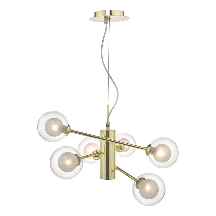 Dar Lighting KUM0635 Kumara 6lt Pendant Gold & Glass - 35203