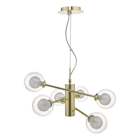 Dar Lighting KUM0635 Kumara 6lt Pendant Gold & Glass - 35203