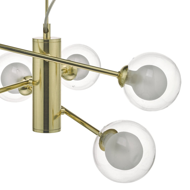 Load image into Gallery viewer, Dar Lighting KUM0635 Kumara 6lt Pendant Gold &amp; Glass - 35203
