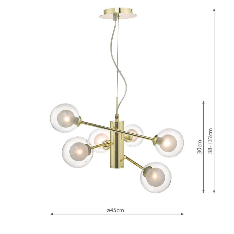 Load image into Gallery viewer, Dar Lighting KUM0635 Kumara 6lt Pendant Gold &amp; Glass - 35203
