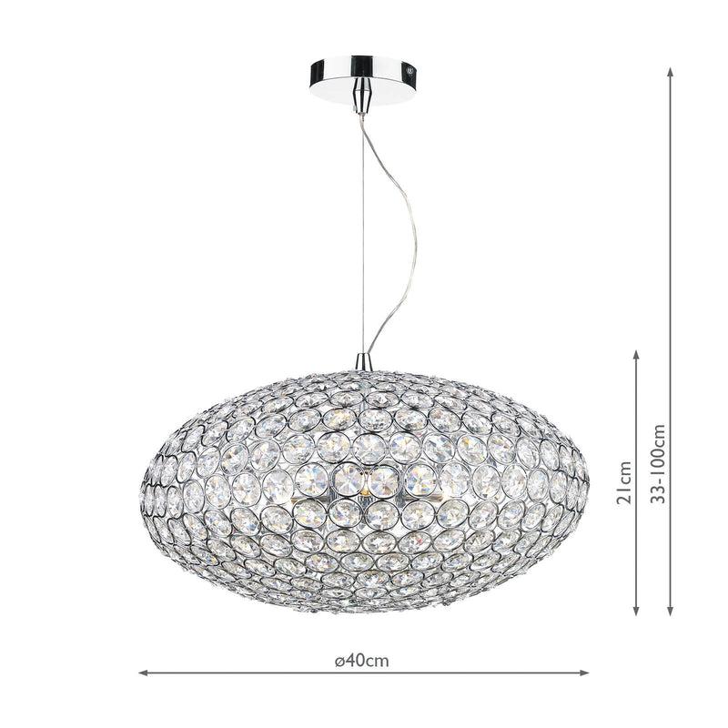 Load image into Gallery viewer, Dar Lighting KYR0350 Kyrie 3 Light Pendant Polished Chrome &amp; Crystal - 35204

