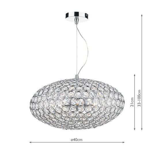 Dar Lighting KYR0350 Kyrie 3 Light Pendant Polished Chrome & Crystal - 35204
