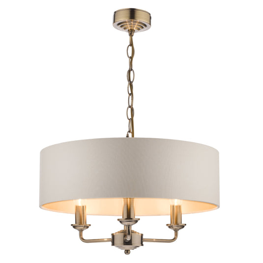Laura Ashley LA3621363-Q Sorrento Antique Brass 3 Light Armed Fitting Ceiling Light with Ivory Shade
