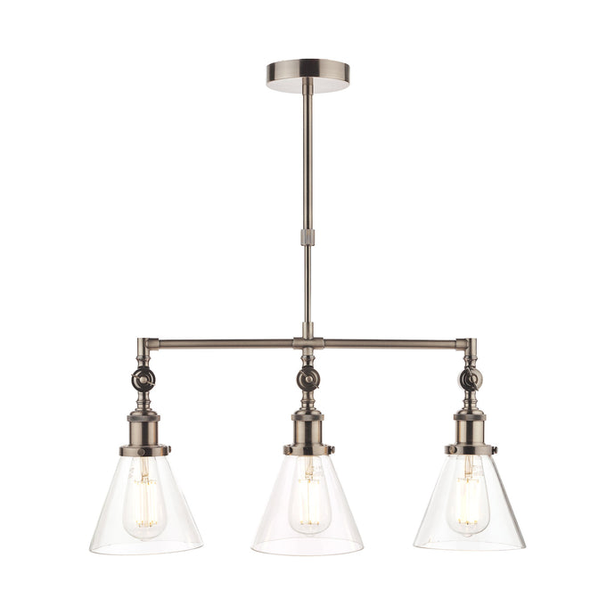 Laura Ashley LA3650343-Q Isaac Industrial Nickel 3 Light Bar Pendant Ceiling Light