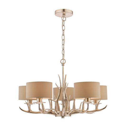 Laura Ashley LA3677580-Q Mulroy Antler 5 Light Chandelier with Shades