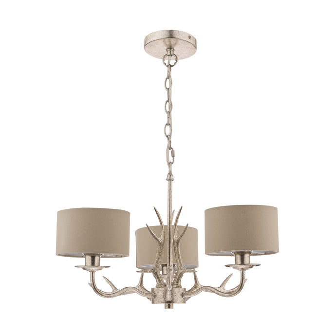Laura Ashley LA3713736-Q Mulroy Antler 3 Light Chandelier with Shades