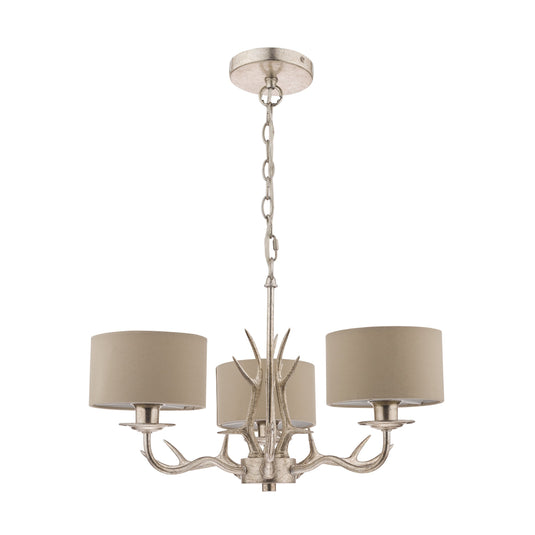Laura Ashley LA3713736-Q Mulroy Antler 3 Light Chandelier with Shades