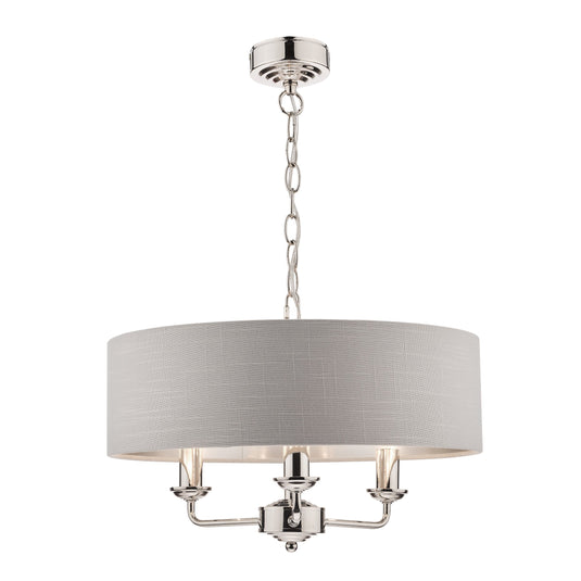 Laura Ashley LA3718272-Q Sorrento Polished Nickel 3 Light Armed Fitting Ceiling Light with Silver Shade