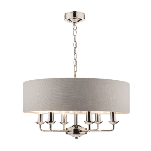 Laura Ashley LA3718274-Q Sorrento Polished Nickel 6 Light Armed Fitting Ceiling Light with Silver Shade
