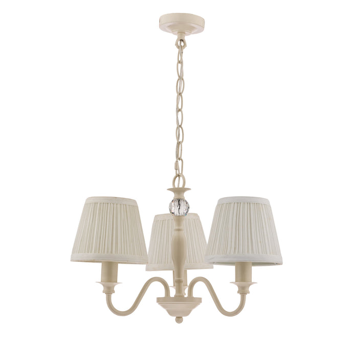 Laura Ashley LA3726686-Q Ellis Satin-Painted Spindle 3 Light Chandelier with Ivory Shades