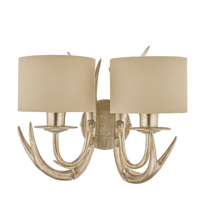 Laura Ashley LA3727743-Q Mulroy Antler Double Wall Light with Shades