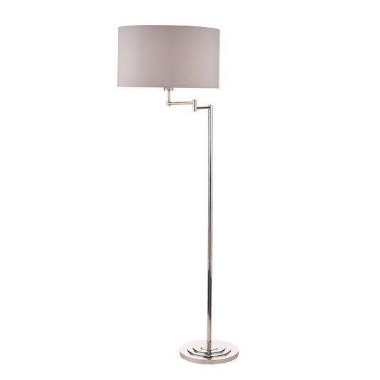 Laura Ashley LA3734177-Q Marlowe Polished Nickel Swing Arm Floor Lamp with Shade