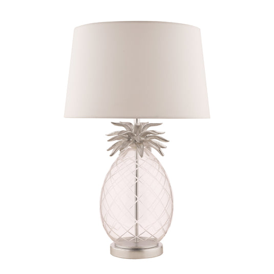Laura Ashley LA3734611-Q Pineapple Clear Cut Glass Table Lamp with Ivory shade