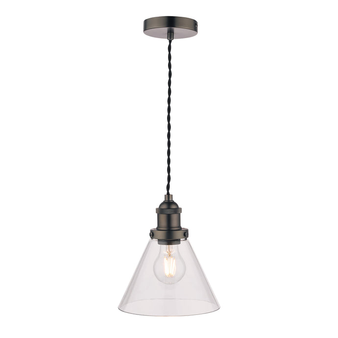 Laura Ashley LA3742245-Q Isaac Industrial Nickel 1 Light Pendant Ceiling Light