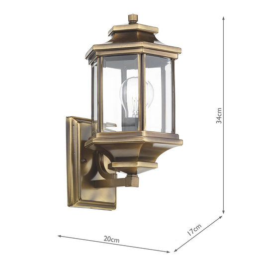 Dar Lighting LAD1675 Ladbroke Lantern Antique Brass complete with Bevelled Glass IP44 - 35206