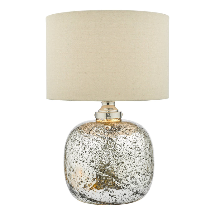 Dar Lighting LAV4238 Lava Dual Light Table Lamp Polished Nickel Volcanic Glass With Shade - 36957