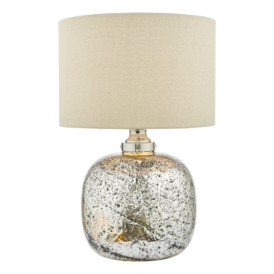 Dar Lighting LAV4238 Lava Dual Light Table Lamp Polished Nickel Volcanic Glass With Shade - 36957
