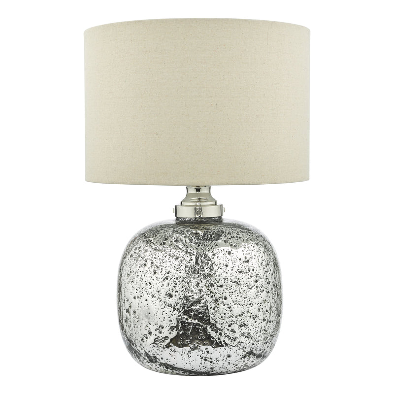 Load image into Gallery viewer, Dar Lighting LAV4238 Lava Dual Light Table Lamp Polished Nickel Volcanic Glass With Shade - 36957

