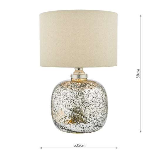 Dar Lighting LAV4238 Lava Dual Light Table Lamp Polished Nickel Volcanic Glass With Shade - 36957
