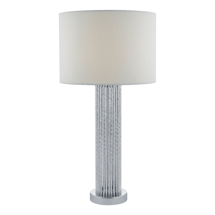 Dar Lighting LAZ4232 Lazio Table Lamp Silver C/W White Linen Shade - 35209