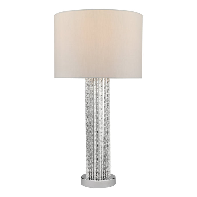 Dar Lighting LAZ4239 Lazio Table Lamp Silver Rod Base With Faux Silk Shade - 35210