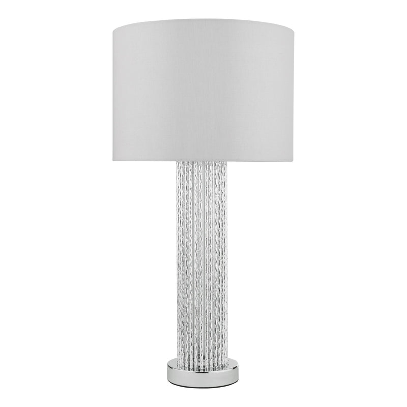Load image into Gallery viewer, Dar Lighting LAZ4239 Lazio Table Lamp Silver Rod Base With Faux Silk Shade - 35210
