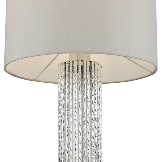 Dar Lighting LAZ4239 Lazio Table Lamp Silver Rod Base With Faux Silk Shade - 35210