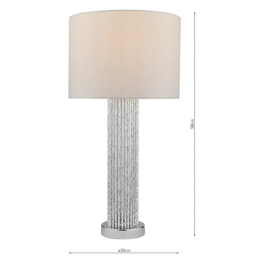 Dar Lighting LAZ4239 Lazio Table Lamp Silver Rod Base With Faux Silk Shade - 35210
