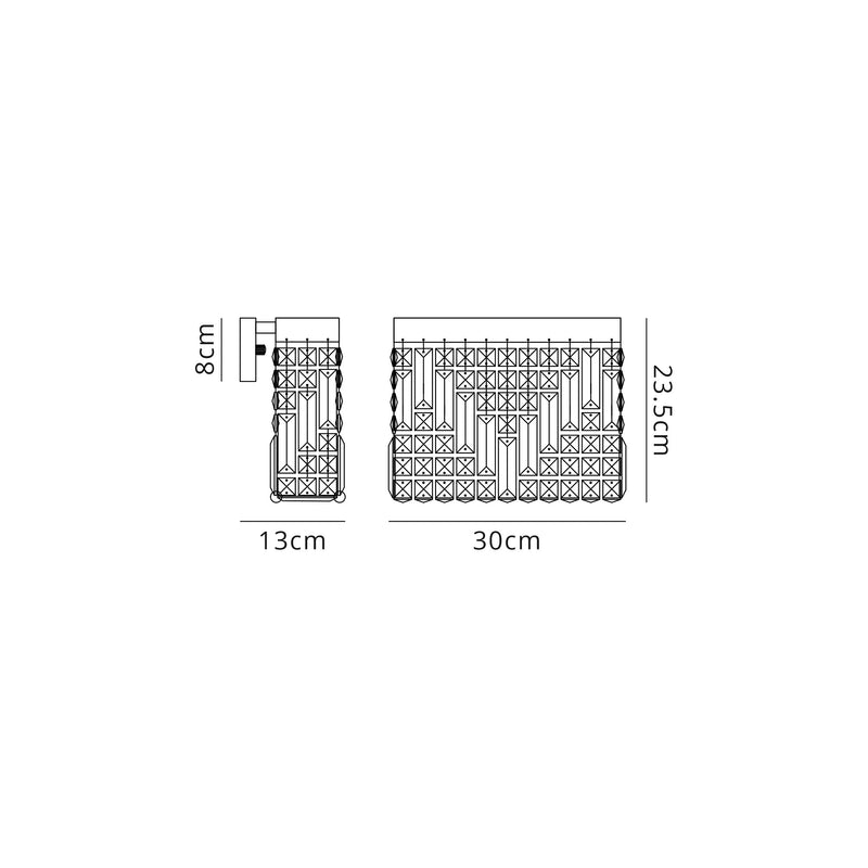 Load image into Gallery viewer, C-Lighting Vesta 29x13cm Rectangular Small Wall Lamp, 2 Light E14, Polished Chrome/Crystal - 29243
