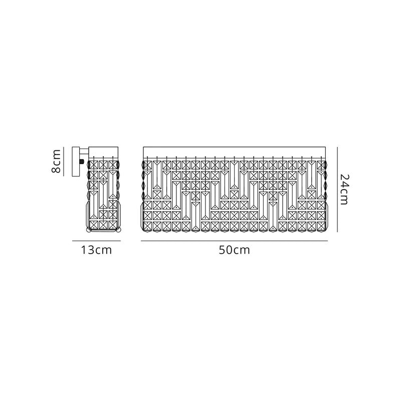 Load image into Gallery viewer, C-Lighting Vesta 50x24cm Rectangular Large Wall Lamp, 3 Light E14, Polished Chrome/Crystal - 29244
