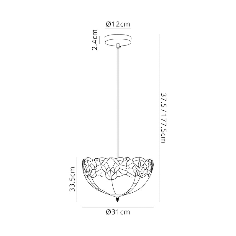 Load image into Gallery viewer, C-Lighting Hadlow 1 Light Uplighter Pendant E27 With 30cm Tiffany Shade, Blue/Clear Crystal/Black - 29543
