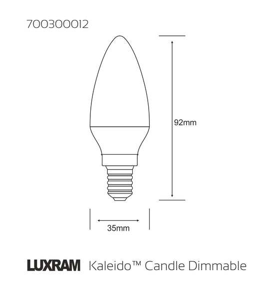 Kaleido LED Candle E14 Dimmable 3.5W Natural White 4000K, 270lm, Chrome Finish, 3yrs Warranty