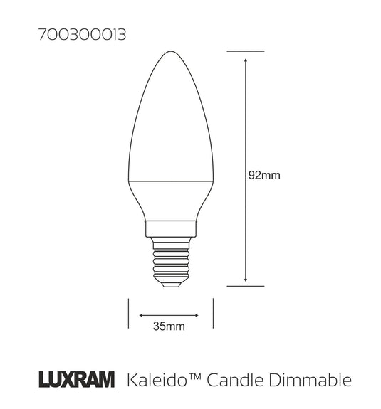 Kaleido LED Candle E14 Dimmable 3.5W Warm White 3000K, 250lm, Chrome Finish, 3yrs Warranty