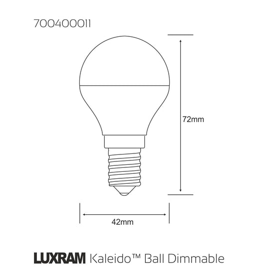 Kaleido LED Ball E14 Dimmable 3.5W White 6400K, 270lm, Chrome Finish, 3yrs Warranty