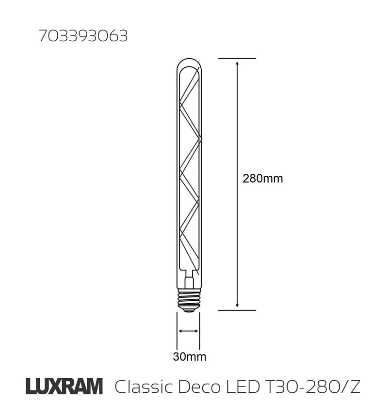 Load image into Gallery viewer, Classic Deco LED 280mm Tubular E27 Dimmable 6W 1800K Extra Warm White, 500lm, Gold Finish, 3yrs Warranty
