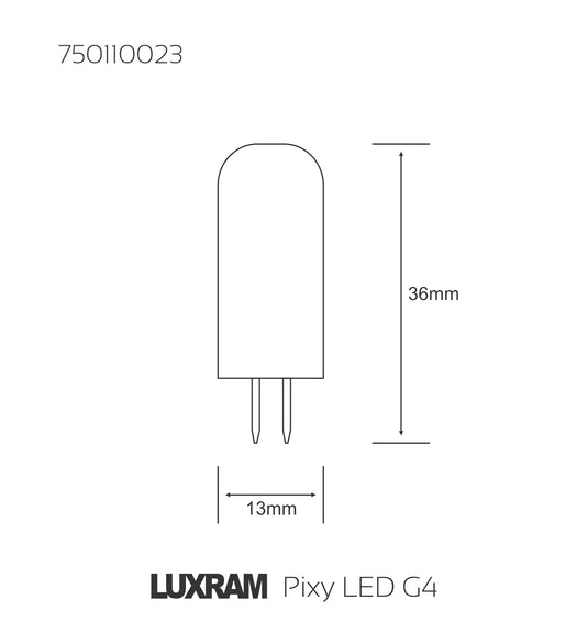 Pixy LED G4 12V 2W Warm White 3000K, 165lm, Clear Finish, 3yrs Warranty